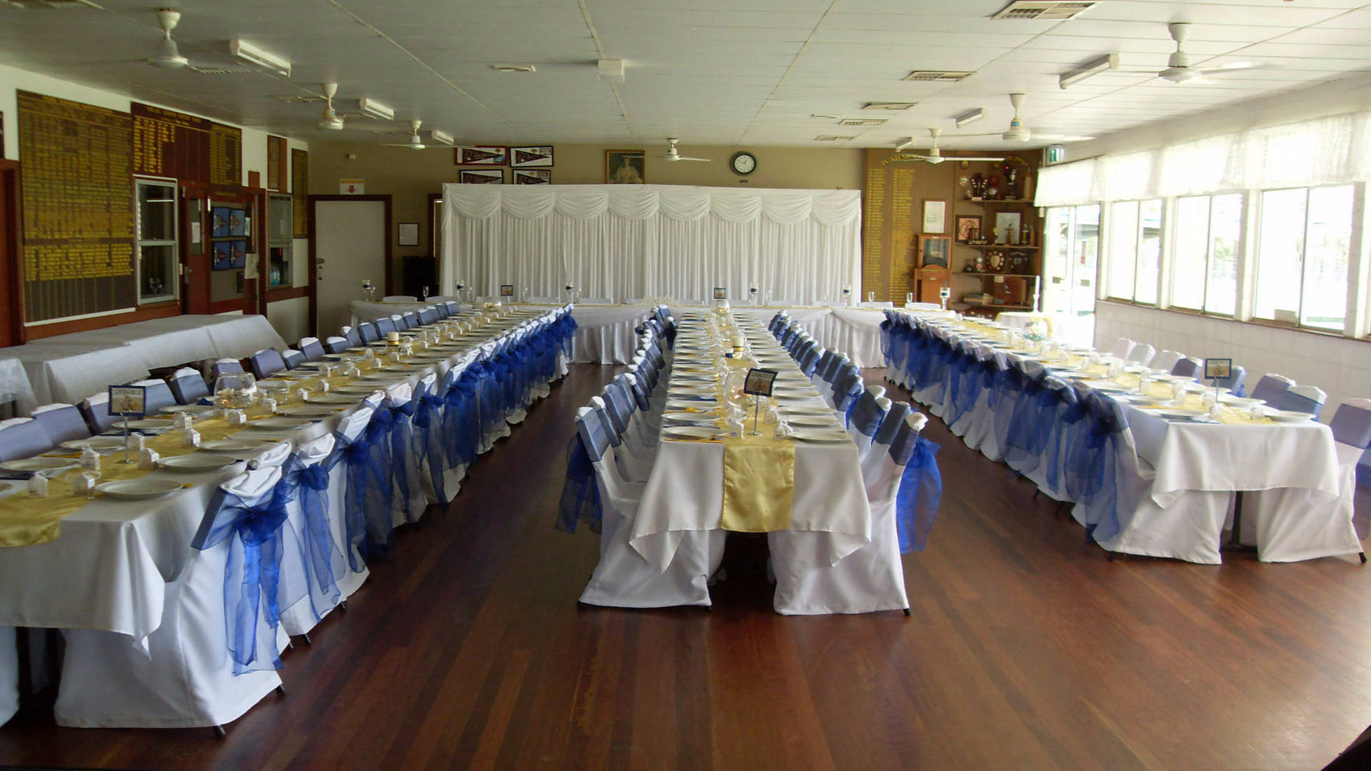 Diggers hall decorated for wedding reception